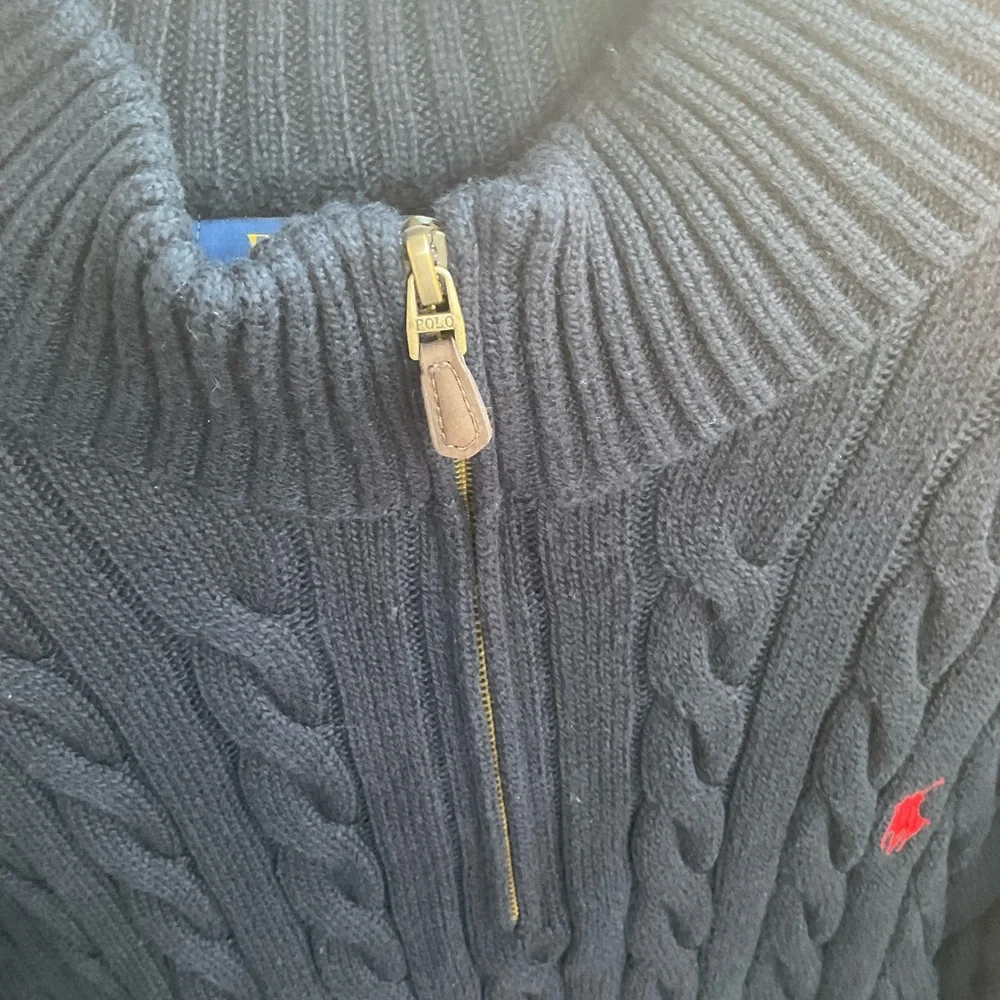Polo Ralph Lauren Cable-knit Cotton Quarter Zip Sweater- Navy - Picture 3 of 8